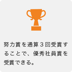 努力賞を通算3回受賞することで、優秀社員賞を受賞できる